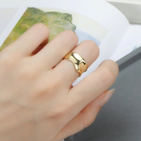 NEW Gold/Sterling Silver Open Wave Adjustable Ring - Picture 2 of 8